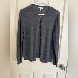 Charter Club Merino Wool Heather Gray Knit Cardigan